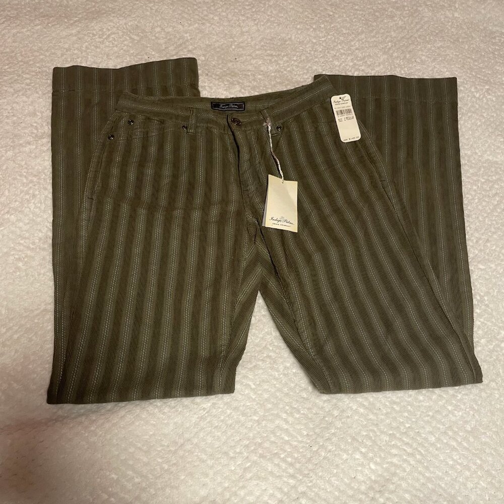 BNWT Y2k Indigo office siren low rise corduroy green pinstripe flare pants
